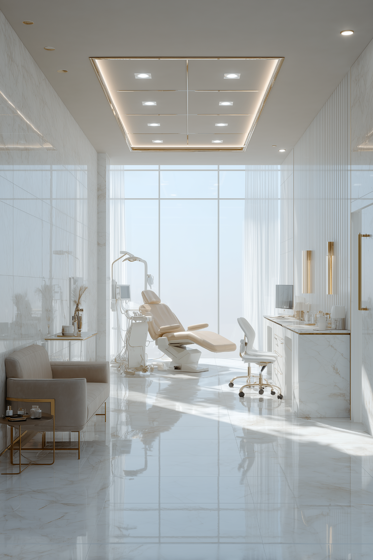 Modern, minimalist Loro Derm Clinic interior with natural light